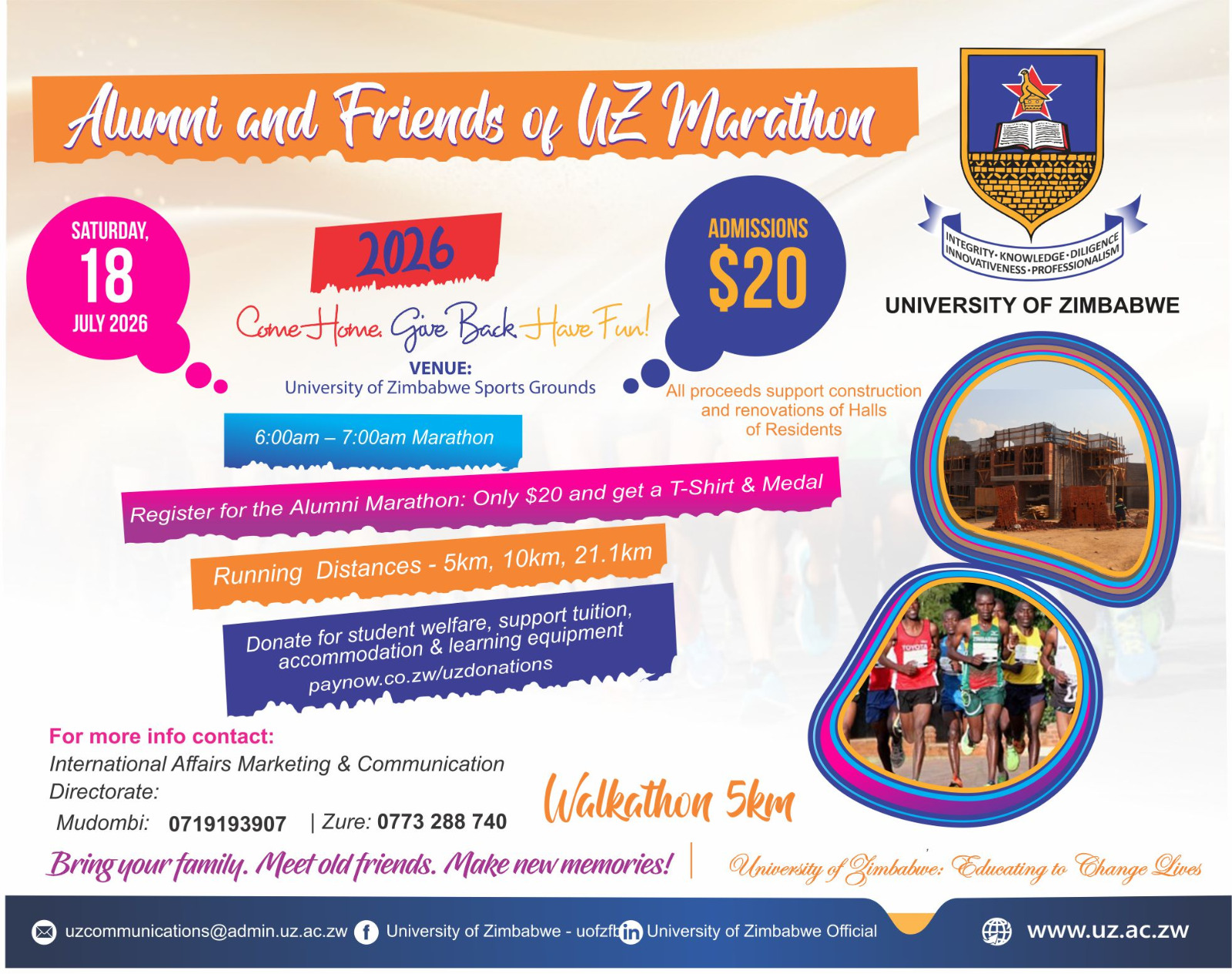 Alumni and Friends of UZ Marathon 2026 main event flyer